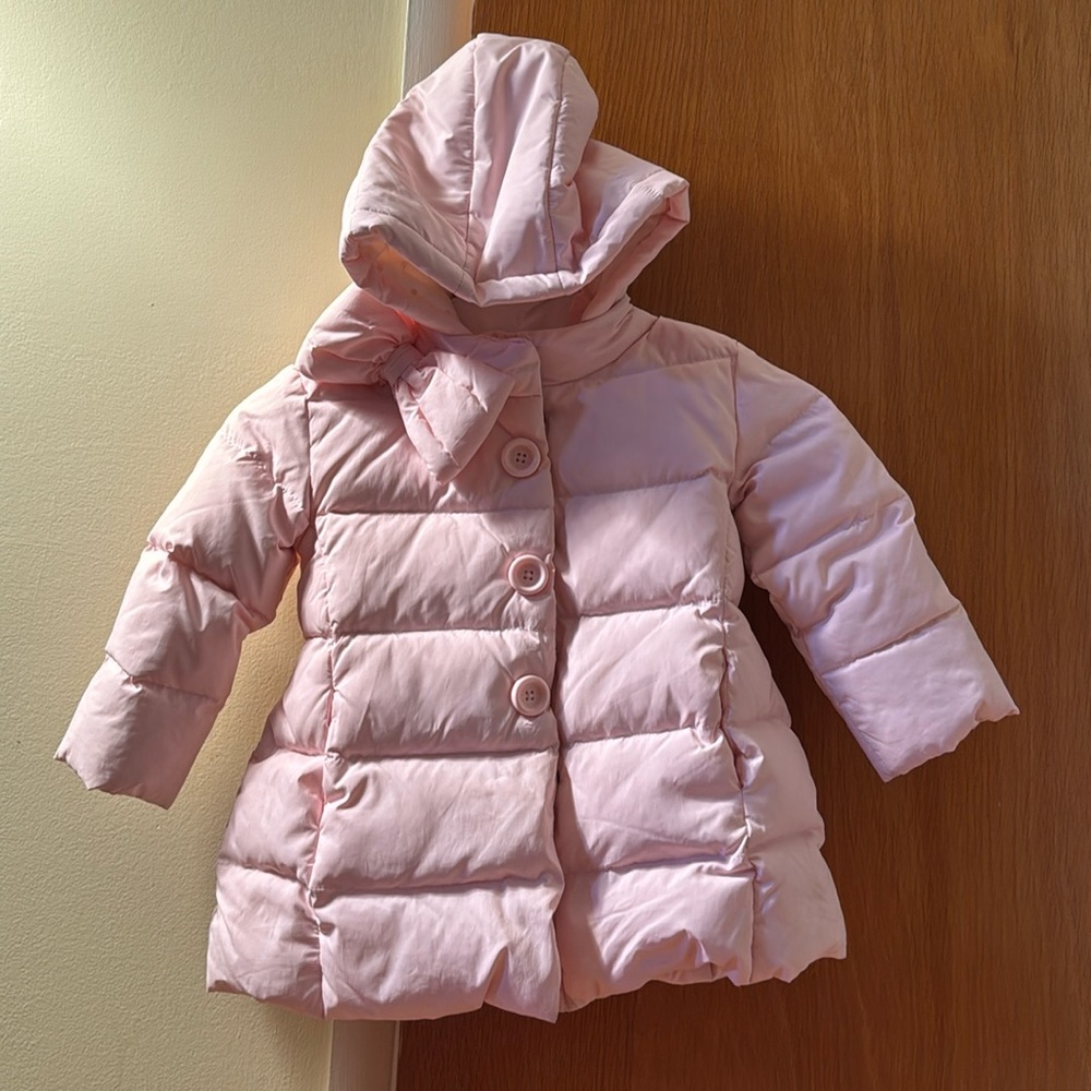 Kate Spade Baby Pink Toddler 18M Winter Puffer. Gold Hardware. Removable Hood.